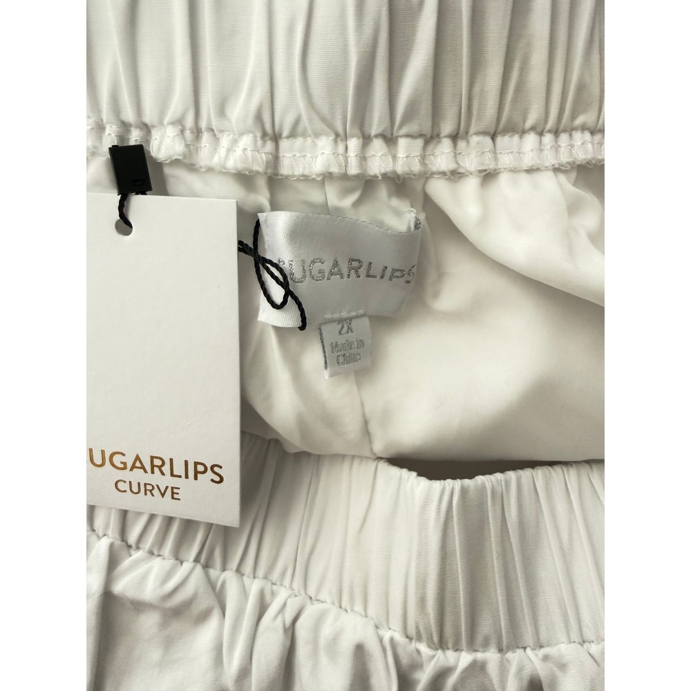 NWT Sugarlips Curve Flores White Cotton Tiered Pleated Midi Skirt Pockets 2X - Picture 4 of 14